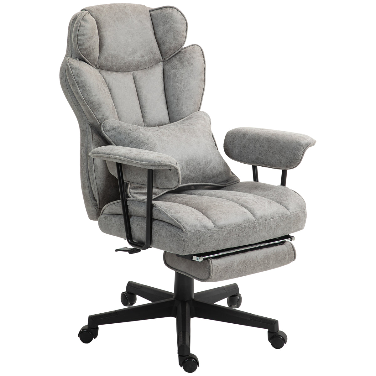 396lbs. Big and Tall Office Chair, Executive Office Chair with Footrest, Lumbar Support, and Reclining Function, Gray