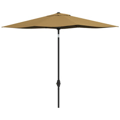 6.6' x 10' Rectangular Market Umbrella, Patio Outdoor Table Umbrella with Crank and Push Button Tilt, Coffee