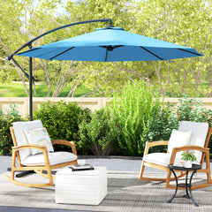 10' Cantilever Tilt Offset Patio Umbrella w/ UV & Water Safe Material & Cross Base (Weight Not Included), Blue