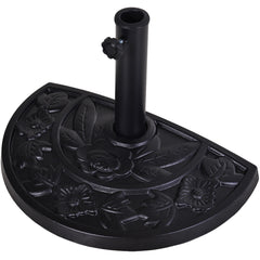 20lbs Half Round Patio Umbrella Base Outdoor Decorative Resin Parasol Stand Holder for Φ1.5", Φ1.9" Pole, Black