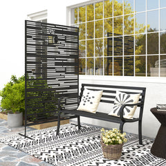 78" H x 48" W Metal Outdoor Privacy Screen, Freestanding Decorative Privacy Fence Screen for Balcony, Black