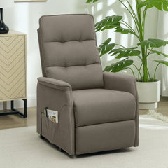 Power Lift Chair for Elderly, Fabric Recliner Sofa with Remote Control, Side Pockets, Quick Assembly, Coffee