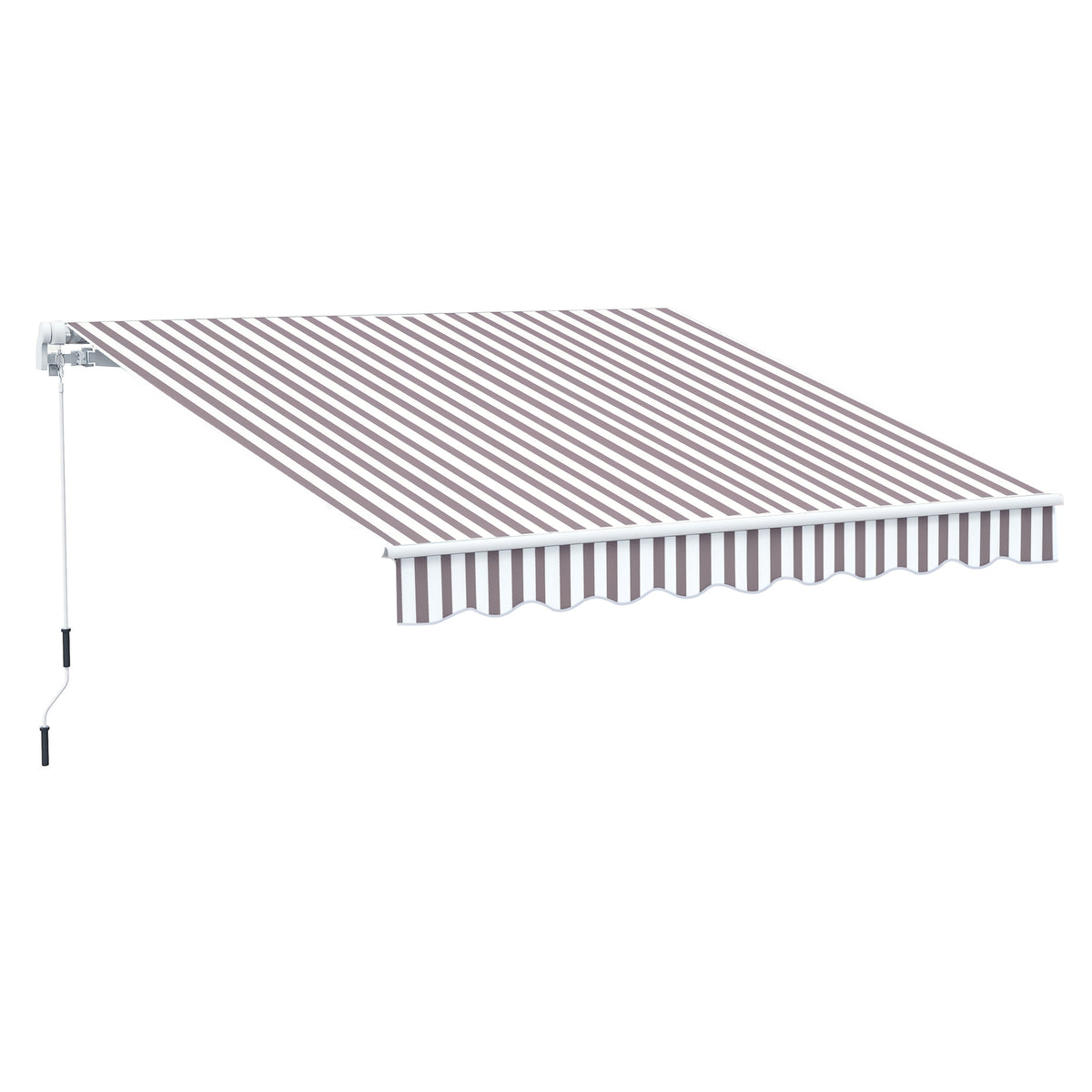 10' x 8' Retractable Awning, Patio Awnings, Sunshade Shelter w/ Manual Crank Handle, UV & Water-Resistant Fabric and Aluminum Frame for Deck, Balcony, Yard, Coffee Stripes