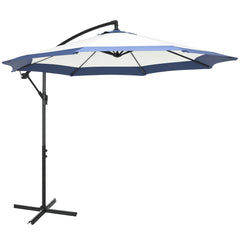 10FT Cantilever Umbrella, Offset Patio Umbrella with Crank and Cross Base for Deck, Backyard, Pool and Garden, Hanging Umbrellas, Navy Blue