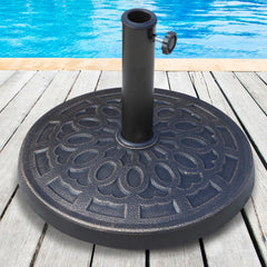 26lbs Heavy Duty Umbrella Base, 17" Umbrella Stand Outdoor Base with Decorative Pattern, for Patio, Outdoor, Swimming Pool, Bronze