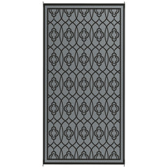 Reversible Outdoor Rug, Waterproof Plastic Straw with Carry Bag, 9' x 18', Black & Gray Lantern