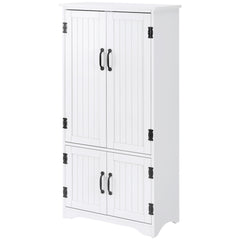 Accent Floor Storage Cabinet Kitchen Pantry with Adjustable Shelves and 2 Lower Doors, White