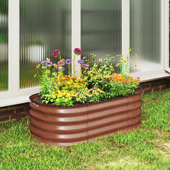 3.4' x 2' x 1' Galvanized Raised Garden Bed Kit, Metal Planter Box with Safety Edging, Brown