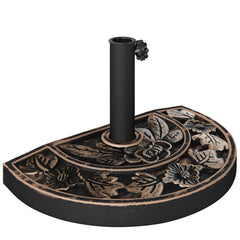 20lbs Half Round Patio Umbrella Base Outdoor Decorative Resin Parasol Stand Holder for Φ1.5", Φ1.9" Pole, for Lawn, Deck, Backyard, Garden, Bronze