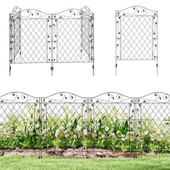 Garden Fence, 4 Pack Steel Fence Panels, 11.5' L x 43" H, Rust-Resistant Decorative Border Flower Edging for Yard, Landscape, Patio, Outdoor Decor, Wavey Vines