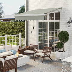 8' x 7' Retractable Sunshade Awning for the Patio with Easy Crank Design & Hardware Included, Gray