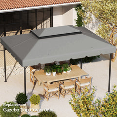 Model 84C-101 or 84C-144 13' x 10' Gazebo Replacement Canopy, Gazebo Top with Double Vented Roof (TOP ONLY), Gray