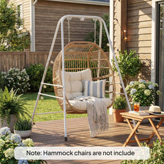 Hammock Chair Stand  Indoor and Outdoor Use with Anti-Slip Foot Pads, 2 Carabiners, White