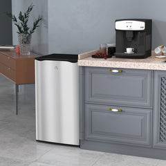 3.2 Cu.Ft Mini Fridge with Freezer, Single Door Compact Refrigerator with Adjustable Thermostat, Shelf and Reversible Door for Bedroom, Dorm, Home Office, Energy Efficient, Silver