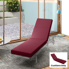 Chaise Lounge Cushion, 4" Thick Outdoor Lounge Chair Cushion with Ties for Patio, 21" x 72 ", Red