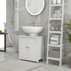 24" Under Sink Storage Cabinet with 2 Doors and Shelves, Pedestal Sink Bathroom Vanity Furniture, White