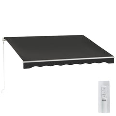 10' x 8' Electric Retractable Awning, Sun Shade Shelter with Remote Controller and Crank Handle for Deck, Black