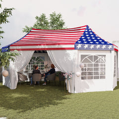 22.3 x 16.4 ft Heavy Duty Party Tent, Outdoot Canopy Tent with 2 Doors and 6 Windows, American Flag