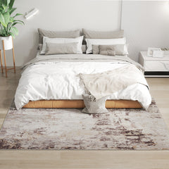 Machine Washable Area Rug 4x6, Non-Slip Modern Abstract Floor Carpet for Living Room, Bedroom, Dining Room, Mixed-Brown