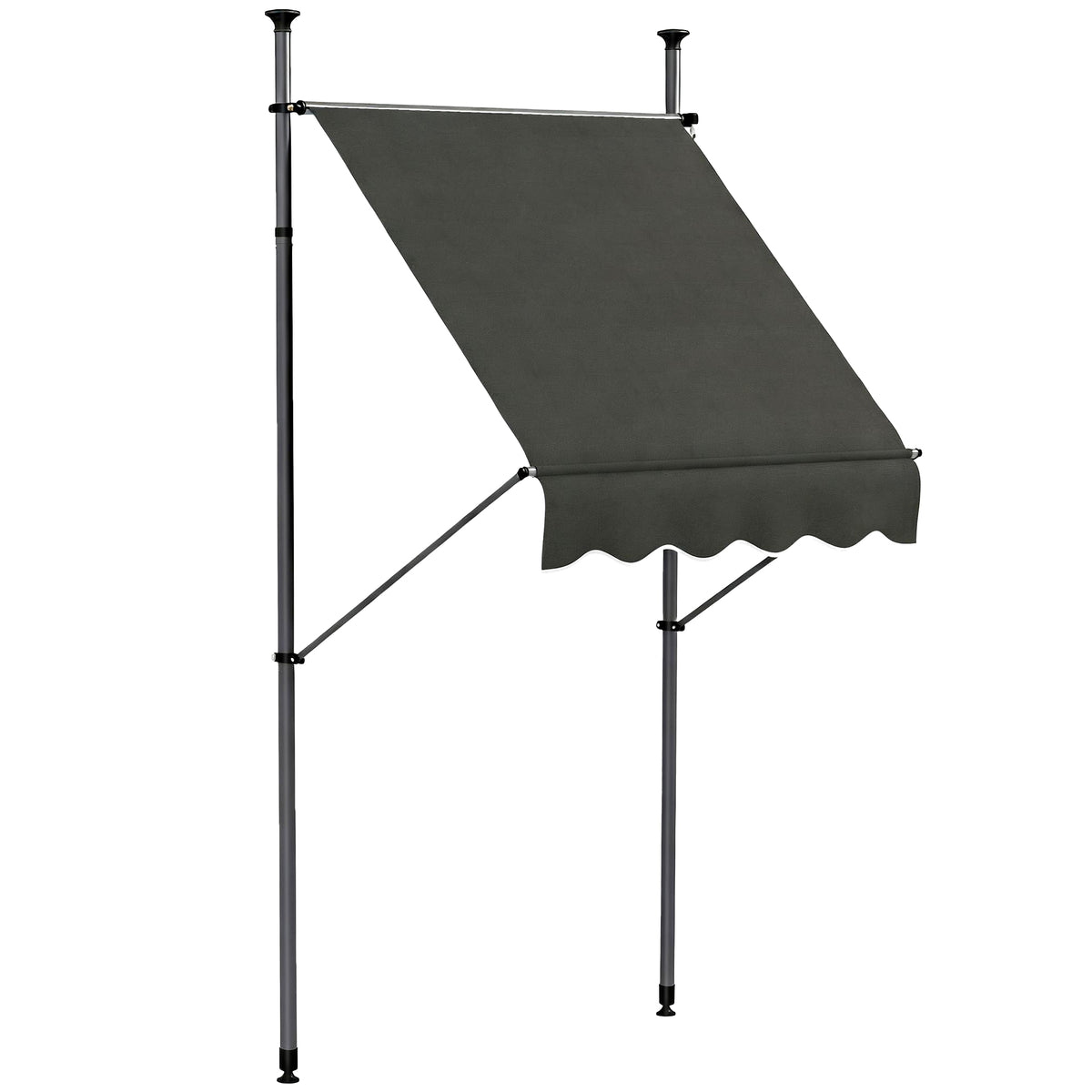 5' x 4' Manual Retractable Awning, Non-Screw Patio Awning, UV Resistant, for Window or Door, Dark Gray