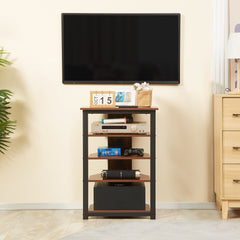 Media Stand with 4-Tier Audio Rack AV Media Corner Shelf with Cable Management for DVD Players Game Console TV Box Cable Box Xbox WiFi Router, Brown