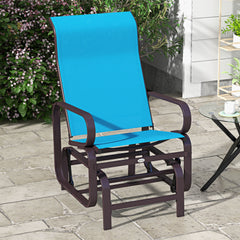 Gliding Lounger Chair, Single Rocker with Lightweight Metal & Mesh Construction, Blue