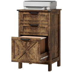 Vertical File Cabinet with 3 Drawers, Rustic Farmhouse Office Storage Cabinet for A4, Letter Size, Rustic Brown