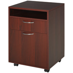 Mobile Storage Cabinet Organizer with Drawer and Cabinet, Printer Stand with Castors, Brown