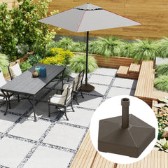 Patio Umbrella Base Holder, Heavy Duty Outdoor Umbrella Stand Base, Filled Up to 42lbs with Sand or 33lbs with Water for Garden, Poolside, Brown