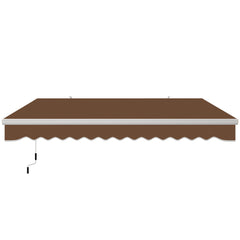 13' x 8' Retractable Awning, Patio Awnings, Sunshade Shelter w/ Manual Crank Handle, UV & Water-Resistant Fabric and Aluminum Frame for Deck, Balcony, Yard, Coffee Brown