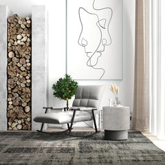 Lightweight Accent Table with Concrete Finish, Round Side Table with 4 Adjustable Feet for Indoor, Outdoor, Gray