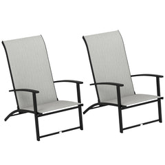 Set of 2 Outdoor Dining Chairs with High Back, Armrests, Folding Patio Chairs for Patio, Lawn, Camping, Gray