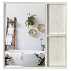 24.75" x 25.5" Bathroom Medicine Cabinet with Mirror, Storage Shelf, Over Toilet Bathroom Cabinet Wall Mounted for Living Room and Laundry Room, White