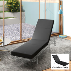 Chaise Lounge Cushion, 4" Thick Outdoor Lounge Chair Cushion with Ties for Patio, 21" x 72 ", Gray