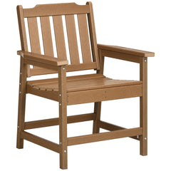All-Weather Patio Chair, HDPE Patio Dining Chair, Heavy Duty Wood-Like Outdoor Furniture for Garden, Backyard, Deck, Porch, Lawn, Brown