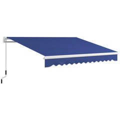 13' x 8' Patio Awning, Manual Retractable Sun Shade with UV Protection and Easy Crank Opening, Dark Blue