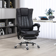 Massage Office Chair, 6 Points and Heat, Reclining Computer Chair with High Back, Adjustable Height and Footrest, Black