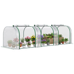 9.7' L x 3' W x 2.5' H Portable Tunneled Greenhouse with 3 Zippered Doors, Water/UV Fighting PVC Cover