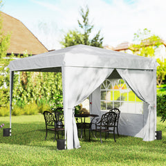 10 x 10 ft Pop Up Canopy Tent with Sidewalls, UPF50+ Outdoor Portable Instant Canopy Shelter with Carry Bag, White