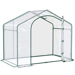 6' x 3' x 5' Portable Walk-in Greenhouse, Plastic Cover, Steel Frame Garden Hot House, Zipper Door, Top Vent for Flowers, Vegetables, Saplings, Tropical Plants, Clear