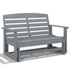 Patio Glider Bench w/ HDPE Slatted Double Rocking Chair, Distressed Gray