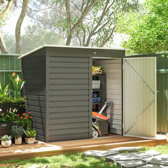 6' x 4' Outdoor Garden Shed, Metal Storage Shed with Lockable Door and Gloves for Backyard Garden Patio, Light Gray