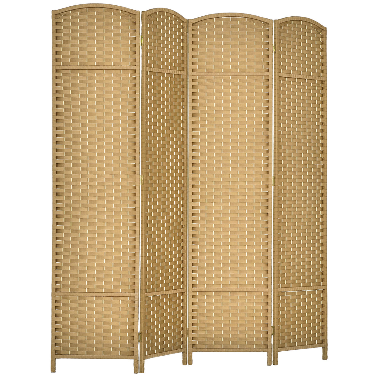 Folding Room Divider Screen 4 Panel 5.6 ' Tall Privacy Screen Freestanding Room Partition for Home Office, Nature Wood