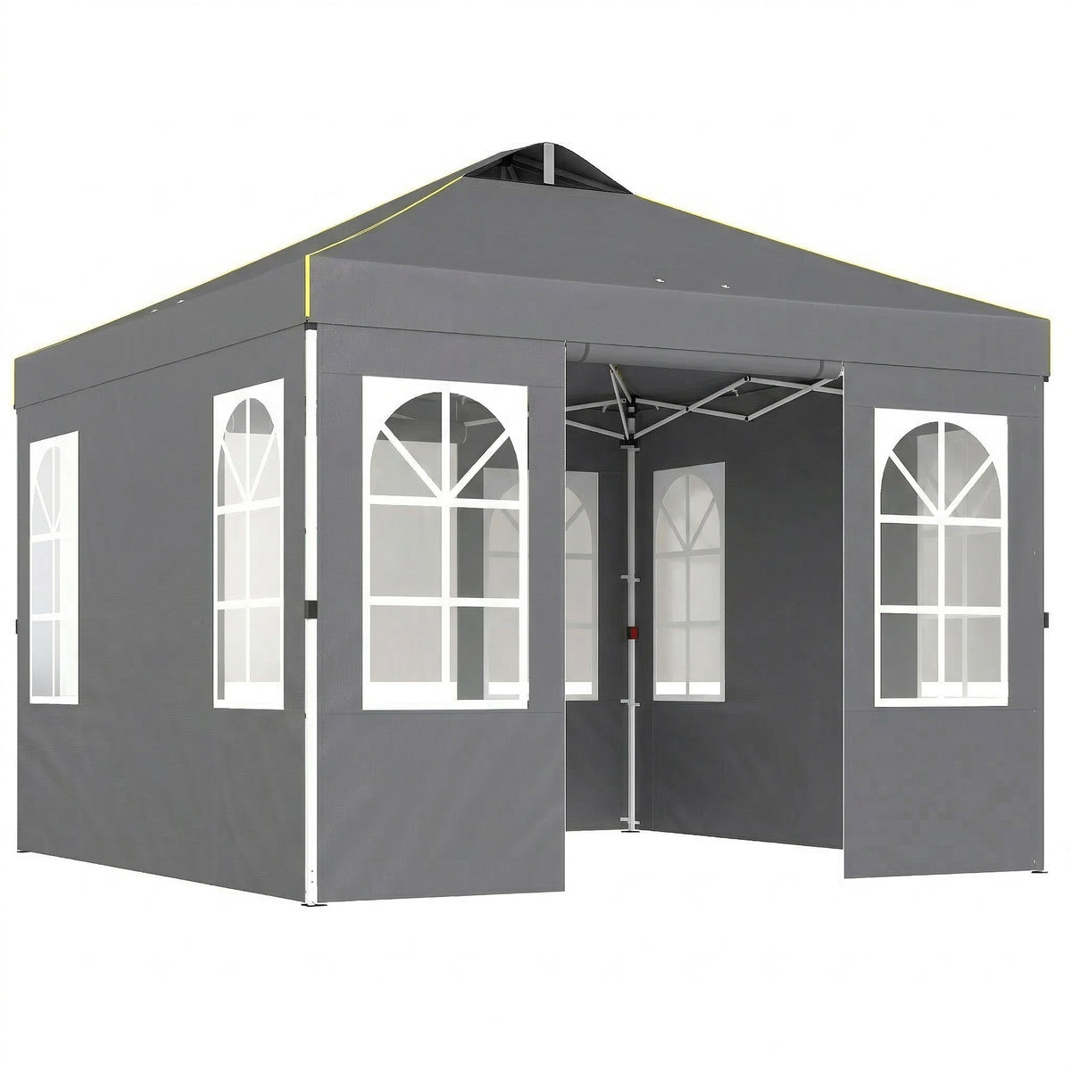 9.6 x 9.6 ft Pop Up Canopy Tent with Sidewalls, One Push Setup, UPF50+ Portable Instant Canopy Shelter, Dark Gray