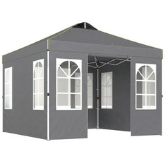 9.6 x 9.6 ft Pop Up Canopy Tent with Sidewalls, One Push Setup, UPF50+ Portable Instant Canopy Shelter, Dark Gray