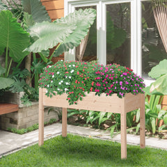 Raised Garden Bed with Legs, 48" x 22" x 30", Elevated Wooden Planter Box, Self-Draining with Bed Liner for Vegetables, Herbs, and Flowers Backyard, Patio, Balcony Use, Natural