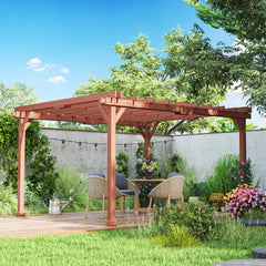 11' x 12.5' Outdoor Wood Pergola with Grape Trellis for Patio, Deck, Backyard, Lawn