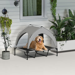 Elevated Dog Bed with Canopy, Raised Outdoor Pet Bed for Camping with Washable Breathable Mesh, 42" x 30" x 37"