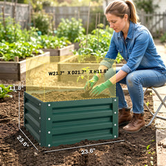 2pc 23.5" Elevated Herb & Vegetable Planting Box Kit w/ Versatile Uses, Green