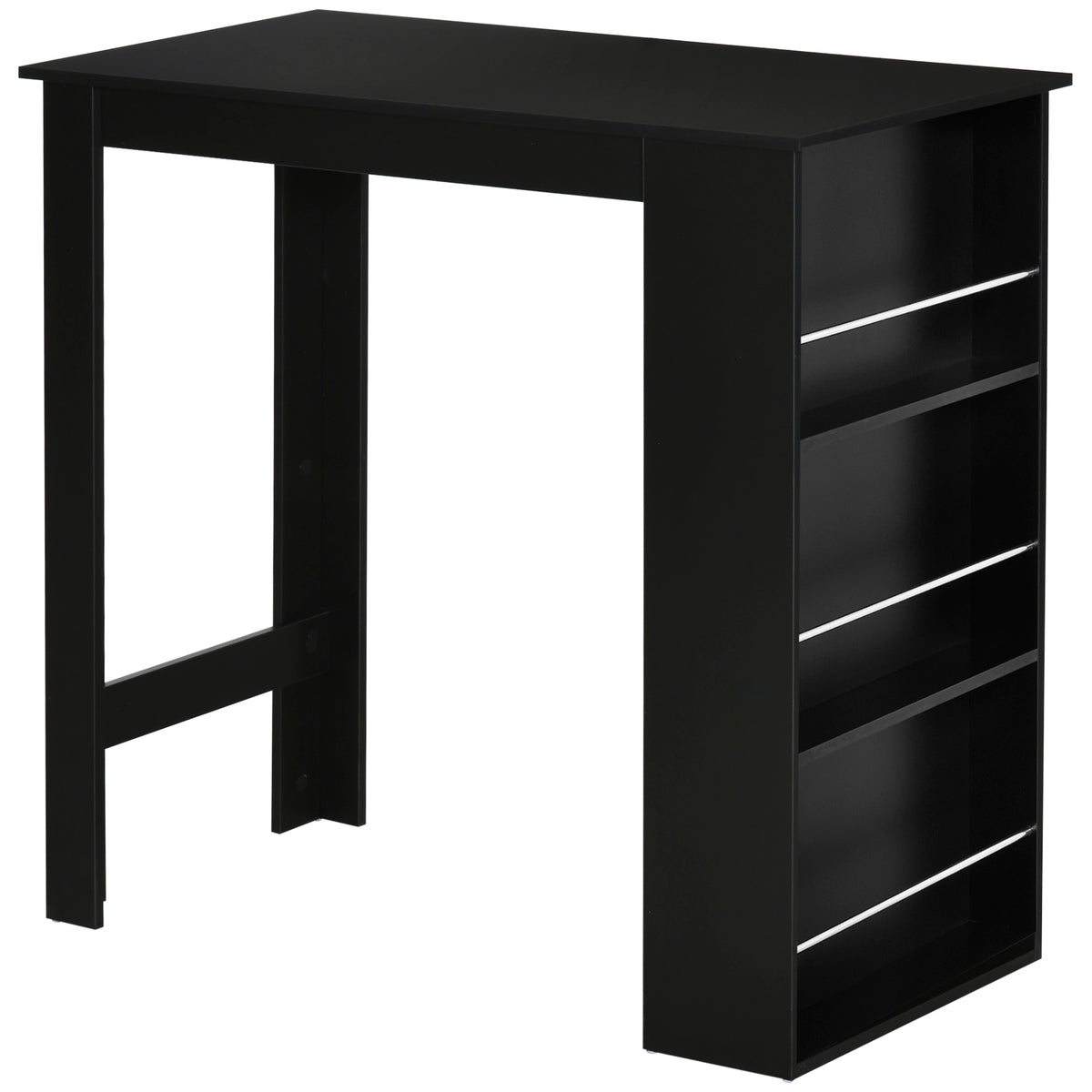 Modern Bar Table Counter Height Dining Table with 3 Storage Shelves for Kitchen, Dining Room, Living Room, Black